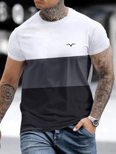 Loft Fashion, Color Block Tee, Mens Casual T Shirts, Basic Design, Tee Shirt Homme, Hooded Shirt, Casual T Shirt, Men Clothing, Casual Wardrobe