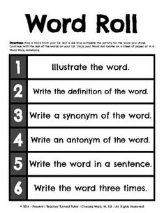 the word roll worksheet for students to practice their writing skills and read alouds