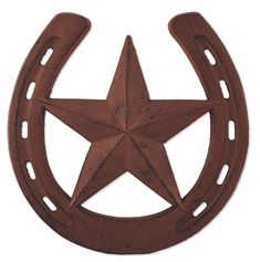 a brown metal star with holes in the center