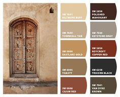 the color scheme for this door is brown, beige, and tan with black accents