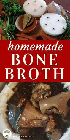 homemade bone broth recipe with mushrooms and herbs