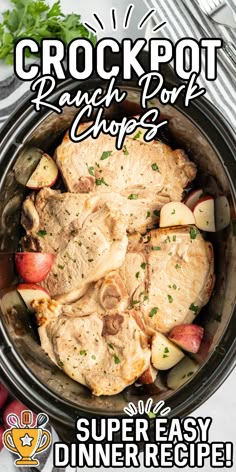 crockpot ranch pork chops recipe in an instant pot with text overlay