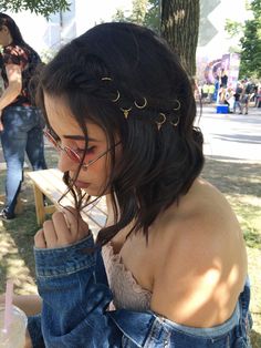 Hippie Hair, Bohemian Hairstyles, Hair Rings, Grunge Hair, Hair Dos, Short Hairstyles