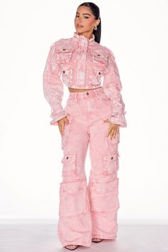 Billie Cropped Cargo Jacket - Pink | Fashion Nova, Jackets & Coats | Fashion Nova Lily High Rise Cargo Jeans, High Rise Cargo Jeans, Pink Cargo Pants, Fashion Nova Outfits, Cargo Jacket, Trendy Fashion Outfits, Causual Outfits, Cute Everyday Outfits, Really Cute Outfits