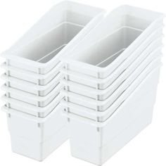 white plastic storage containers stacked on top of each other