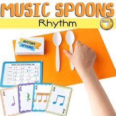 the music spoons are set up to play with children's hands and other musical instruments