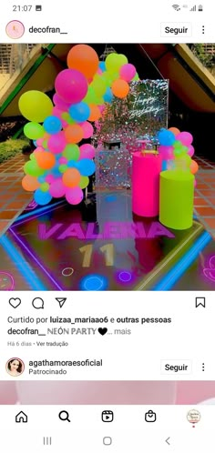 an instagram with balloons on it and the caption's in spanish below