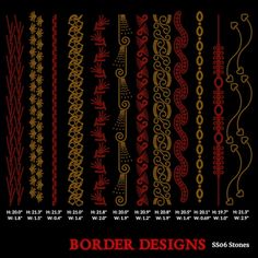 the border designs are in red, yellow and black