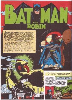 an old comic book page with batman and robin