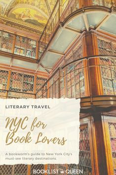 a book cover with the words nyc for book lovers written in gold on top of it