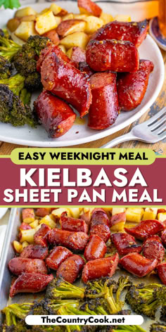 the keebbasa sheet pan meal is ready to be eaten