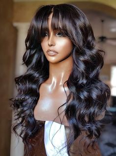 Natural Wavy Bang Human hair Lace Front Wigs - WigzbyCharise001 [WigzbyCharise001] - $409.99 : Full Lace Wigs & Lace Front Wigs | RPGSHOW - Bold & Sexy Hair Frontal Wig With Bangs, Long Human Hair Wigs, Virgin Hair Wigs, Brazilian Remy Hair, Wig With Bangs, Body Wave Wig, Front Lace Wigs Human Hair, Human Hair Lace Wigs, Hair Density