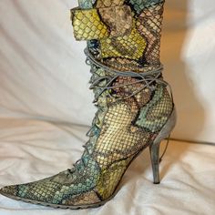 Boats Multi Color Snake Skin Skin Color, Snake Skin, Boots Booties, Boats, Bootie Boots, Ankle Boots, Multi Color, Size 6, Women Shoes