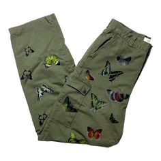 "Y2K Custom Gaps Cargo Pants Butterfly Printed / Y2K Clothing / Custom Made Pants / Butterfly Printed Cargo 👋🏻 Hello, Please follow my shop 🔥Price drop everyday, offer accepted If you like this item please 🖤 Measurements :  Waist: 16\" inches Inseam: 30\" inches  Front Rise: 12\" inches Leg Opening: 9\"!inches Thigh: 10\" inches Length : 42\" inches Kness: 10\" inches ** NO REFUND, please read all description before make a decision." Y2k Clothing, Butterfly Print, Cargo Pants, Custom Made, I Shop, Gender Neutral, Trousers, Bathing Beauties, Adult Outfits