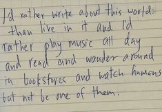 a note written to someone about their music