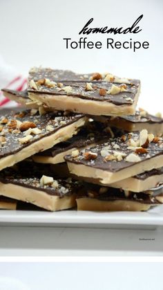 homemade toffee recipe on a white plate