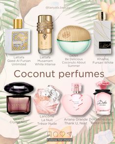 🥥 8 Different Coconut Perfumes 👇🏻 Side note 🙅🏼‍♀️ Sometimes the coconut note in perfumes might smell like pickles — it depends on the person. If it ever happened to you that you could smell some weird sourness in any perfume — don’t blind buy any of these. ▫️ Lattafa Qaed Al Fursan Unlimited — Starting off with a potent Arabian perfume, it’s an intense tropical coconut scent. ▫️ Lattafa Musamam White Intense a sophisticated coconut scent with citrus and sandalwood. ▫️ DKNY Be Delicious C... Layering Coconut Scent, Qaed Al Fursan White, Coconut Smelling Perfume, You Smell Like Coconut, Coconut Perfume Best, You Smell Like, Coconut Parfum, Beachy Perfumes, Perfumes Notes