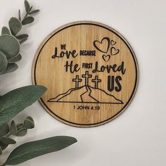 A must have piece for your coffee table. This set of 4 9cm Round Coasters will look good on any Coffee Table adding an inspiration for your day.  Set of 4 9cm Round Coaster "We Love because He first Loved Us."  1 John 4:19 Quality Handmade product  3mm Varnished Carbonised Bamboo Plywood Laser Engraved and Cut Inlayed with black paint Bamboo Plywood, 1 John 4 19, He First Loved Us, Round Coasters, John 4, 1 John, Black Paint, Laser Engraved, Our Love