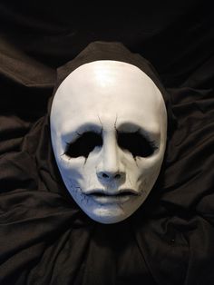 "This is a resin cast mask. It's light weight and secures in place with elastic. Copyright: Blake Night -All rights reserved Note: -Made to order item -Paint will be replicated as closely as possible but 100% identical is not possible. -Custom paint is free in most cases, intricate designs will be an added fee. -One size fits most - 1~2 weeks to produce -domestic ships priority, international ships first class Legal It is understood upon purchase that the customer has read and understands, and a Horror Mask Ideas, Costume Mask Ideas, Acting Masks, Burlap Scarecrow, Monster Masks, Diy Halloween Masks, Leather Masks, Scarecrow Mask, Character Mask