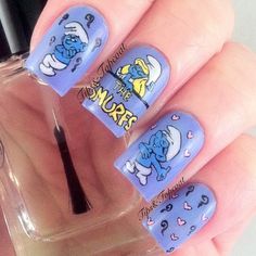 Instagram photo by   tipsandtopcoat #nail #nails #nailart Nail Art Pictures, The Smurfs, Nail Stickers Decals, Nail Polish Art, Latest Nail Art, Shellac Nails, Water Transfer