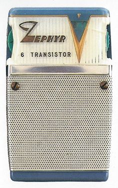 a close up of an old fashioned radio on a white background with the words zephar 6 transistoer