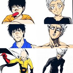 four anime characters with different facial expressions