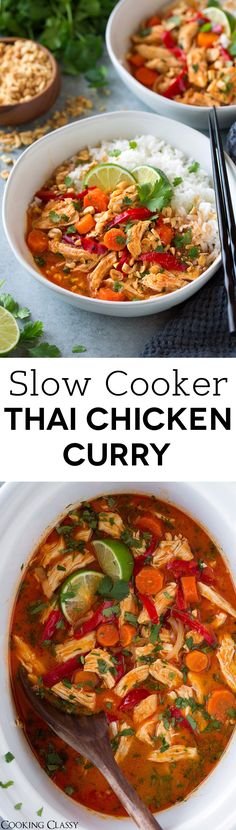 slow cooker thai chicken curry is an easy and healthy meal that's ready in under 30 minutes