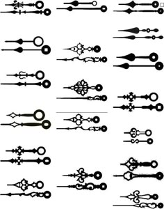 the different types of scissors are shown in black and white, including one with an arrow