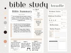 the bible study bundle is shown with an image of two pages, one for each page and