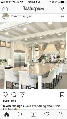 the instagram page on instagram shows an open kitchen and dining area