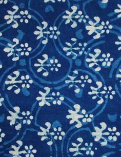 a blue and white floral print fabric