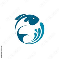 the fish is swimming in the water logo design, logos, graphic art, person, symbols