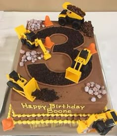 Excavator Cake, Construction Theme Birthday Party, Construction Cake, Truck Cakes, 3rd Birthday Cakes