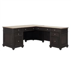 an l shaped desk with two drawers on each side