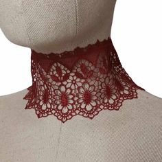 🌺Romantic simple lace choker  One size, adjustable (12 "/ 3 ")  If you need special size, small or large, please message me.  Fastens with satin ribbon on the back.  It is perfect to wear with corset, evening or with party costume dress, or a perfect romantic gift.  🌺Find more accessories here in my shop : https://www.etsy.com/shop/HouseOfTooFan Please note that due to lighting effects, monitor's brightness, contrast and other settings, there might be some slight differences in the color tone/ Adjustable Wedding Choker For Valentine's Day, Vintage Red Choker For Party, Red Choker For Valentine's Day, Adjustable Lace Choker For Party, Red Bohemian Choker For Gift, Bohemian Red Choker For Gift, Bohemian Red Choker Gift, Adjustable Choker For Valentine's Day Festival, Adjustable Valentine's Day Festival Choker