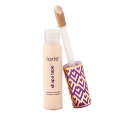 tarte™'s best-selling shape tape™ concealer is a full-coverage formula with proven 16-hour flawless wear & patented tape technology™. This crease-proof concealer smoothes & brightens to make eyes appear lifted while blurring appearance of fine lines & wrinkles. Formulated without: Parabens, Mineral Oil, Phthalates,Triclosan, Sodium Lauryl Sulfate, Gluten. In a consumer panel study:* 100% agree it doesn’t crease or look cakey 100% agree skin looks & feels smoother 100% agree undereyes look smooth Tarte Concealer, Tarte Shape Tape Concealer, Covering Dark Circles, Shape Tape Concealer, Tarte Shape Tape, Concealer For Dark Circles, Best Concealer, Full Coverage Concealer, Creamy Concealer