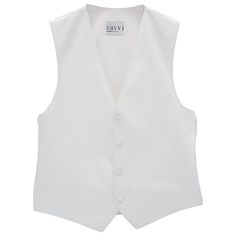 White colored solid vest Formal Sleeveless Cotton Outerwear, Classic Sleeveless Solid Outerwear, Fitted Solid Color Tank Vest, Elegant Sleeveless Cotton Vest, Solid Fitted Tank Vest, Fitted Tank Vest, White Formal Vest For Spring, White Fitted Vest For Spring, Fitted White Vest For Spring