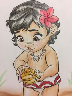 Baby Moana Drawing, Moana Sketches, Baby Moana, Art Drawings Sketches Pencil