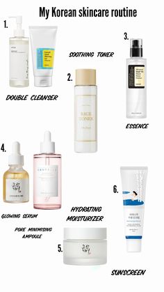 my daily korean skincare routine am/pm for glowing glass skin✨ Skin Care Products For Glass Skin, Skincare Glass Skin, Skincare Needs, Skin Care Routine Korean, Skincare Am And Pm Routine, Pm Skincare Routine, Korean Skincare For Pores, Korean Glass Skin Products, Korean Glass Skin Routine