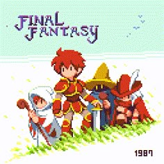 an old video game with the title final fantasy written on it and two people in costume