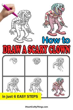 how to draw scary clowns in just 6 easy steps with pictures and instructions for kids