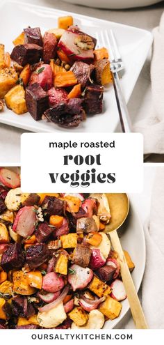 roasted root veggies on a white plate