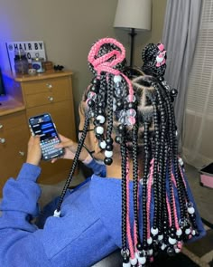 Short Knottles With Beads, Short Box Braids Styles With Beads, Aesthetic Boujee, Extension Hairstyles, African Braids Hairstyles Pictures, Easy Braided Hairstyles, Era Aesthetic, Healing Era