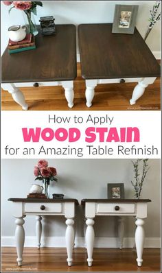 how to apply wood stain for an amazing table refinish with chalk and paint