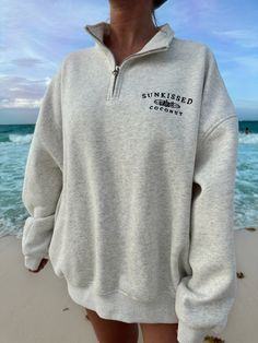 Salty Grey Quarter-Zip Sweatshirt – Sunkissedcoconut