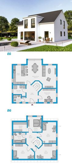 the floor plan for a house with two levels