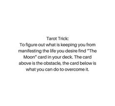 a poem written in black and white with the words tarot trick to figure out what is sleeping you from