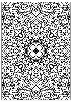 an intricate coloring page with black and white designs