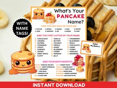 what's your pancake name? printable activity for kids