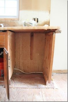 an unfinished kitchen counter in the process of being remodeled